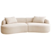 Sofá 3 Lugares Bellagio 200cm Orgânico Luxo Recepção Escritório Bouclé Bege