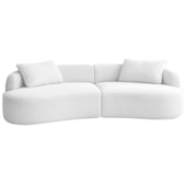 Sofá 3 Lugares Bellagio 200cm Orgânico Luxo Recepção Escritório Bouclé Branco