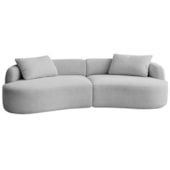 Sofá 3 Lugares Bellagio 200cm Orgânico Luxo Recepção Escritório Bouclé Cinza