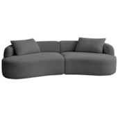 Sofá 3 Lugares Bellagio 200cm Orgânico Luxo Recepção Escritório Linho Cinza Escuro