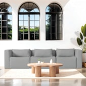 Sofá 3 Lugares Billy 180cm Orgânico Luxo Recepção Bouclé Cinza