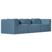 Sofá 3 Lugares Billy 180cm Orgânico Luxo Recepção Linho Azul Royal