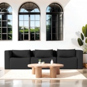 Sofá 3 Lugares Billy 180cm Orgânico Luxo Recepção Linho Preto