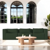 Sofá 3 Lugares Billy 180cm Orgânico Luxo Recepção Linho Verde