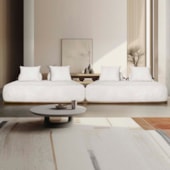 Sofá 3 Lugares Decoração Lazer Sala Ibiza SPZ  200cm Bouclé Branco