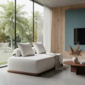 Sofá 3 Lugares Decoração Lazer Sala Ibiza SPZ  200cm Bouclé Branco