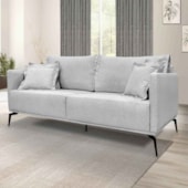 Sofá 3 Lugares Escritório Recepção Calypso SPZ 180cm Linho Rústico Grigio