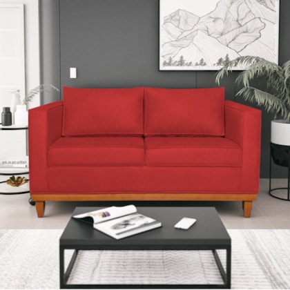 Sofá 3 Lugares Europa 180 cm Estilo Conforto e Elegância Corano Vermelho - Amarena Móveis