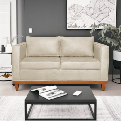 Sofá 3 Lugares Europa 180 cm Estilo Conforto e Elegância Suede Bege - Amarena Móveis