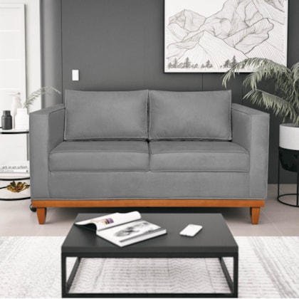 Sofá 3 Lugares Europa 180 cm Estilo Conforto e Elegância Suede Cinza - Amarena Móveis