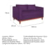 Sofá 3 Lugares Europa 180 cm Estilo Conforto e Elegância Suede Roxo - Amarena Móveis