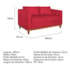 Sofá 3 Lugares Europa 180 cm Estilo Conforto e Elegância Suede Vermelho - Amarena Móveis