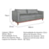 Sofa 3 Lugares Europa 180cm Estilo Conforto e Elegancia Bouclé Cinza - Amarena Móveis