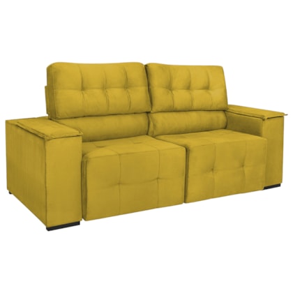 Sofá 3 Lugares Luxo Recepção Escritorio Sala Vicenza 175cm Suede Amarelo