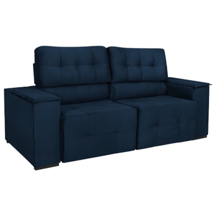 Sofá 3 Lugares Luxo Recepção Escritorio Sala Vicenza 175cm Suede Azul Marinho