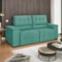 Sofá 3 Lugares Luxo Recepção Escritorio Sala Vicenza 175cm Suede Azul Tiffany