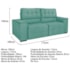 Sofá 3 Lugares Luxo Recepção Escritorio Sala Vicenza 175cm Suede Azul Tiffany