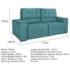 Sofá 3 Lugares Luxo Recepção Escritorio Sala Vicenza 175cm Suede Azul Turquesa