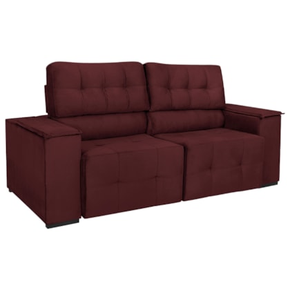 Sofá 3 Lugares Luxo Recepção Escritorio Sala Vicenza 175cm Suede Bordo