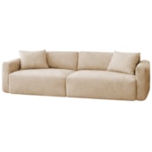 Sofá 3 Lugares Velaris 200cm Sala de Estar Luxo Recepção Conforto Escritório Bouclé Bege