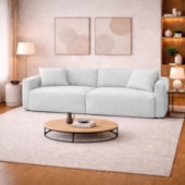 Sofá 3 Lugares Velaris 200cm Sala de Estar Luxo Recepção Conforto Escritório Bouclé Branco