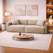 Sofá 3 Lugares Velaris 200cm Sala de Estar Luxo Recepção Conforto Escritório Linho Bege