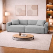 Sofá 3 Lugares Velaris 200cm Sala de Estar Luxo Recepção Conforto Escritório Linho Cinza Claro