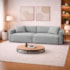 Sofá 3 Lugares Velaris 200cm Sala de Estar Luxo Recepção Conforto Escritório Linho Cinza Claro