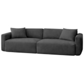 Sofá 3 Lugares Velaris 200cm Sala de Estar Luxo Recepção Conforto Escritório Linho Cinza Escuro