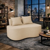 Sofá Bellé 100cm Moderno Confortável Sala Estar Luxo Bouclé Bege