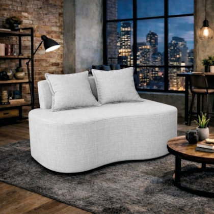 Sofá Bellé 100cm Moderno Confortável Sala Estar Luxo Bouclé Branco