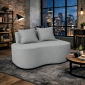 Sofá Bellé 100cm Moderno Confortável Sala Estar Luxo Bouclé Cinza