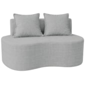 Sofá Bellé 100cm Moderno Confortável Sala Estar Luxo Bouclé Cinza