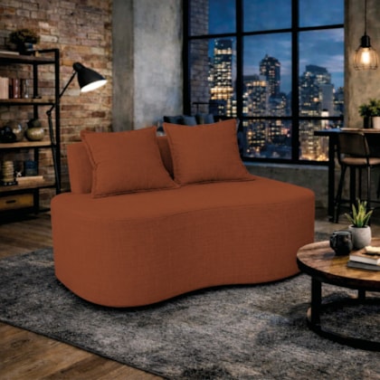 Sofá Bellé 100cm Moderno Confortável Sala Estar Luxo Bouclé Terracota