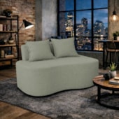 Sofá Bellé 100cm Moderno Confortável Sala Estar Luxo Bouclé Verde Oliva