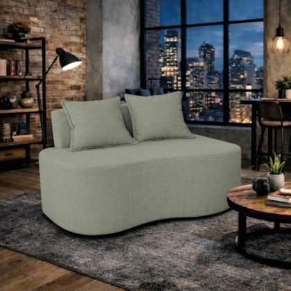 Sofá Bellé 100cm Moderno Confortável Sala Estar Luxo Bouclé Verde Oliva