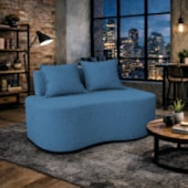 Sofá Bellé 100cm Moderno Confortável Sala Estar Luxo Linho Azul Royal