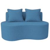 Sofá Bellé 100cm Moderno Confortável Sala Estar Luxo Linho Azul Royal