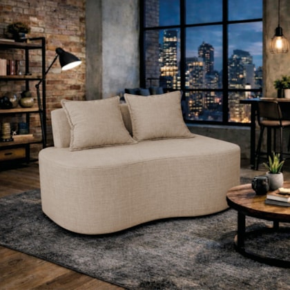 Sofá Bellé 100cm Moderno Confortável Sala Estar Luxo Linho Bege