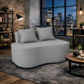 Sofá Bellé 100cm Moderno Confortável Sala Estar Luxo Linho Cinza Claro