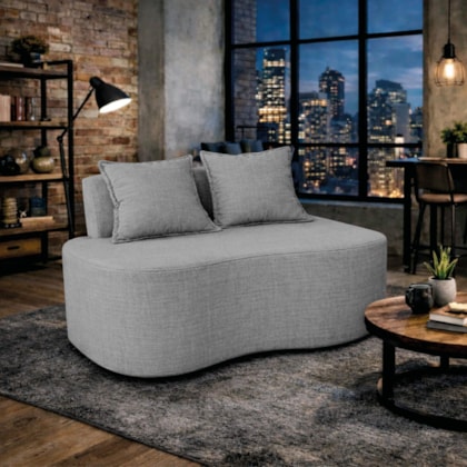 Sofá Bellé 100cm Moderno Confortável Sala Estar Luxo Linho Cinza Claro