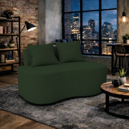Sofá Bellé 100cm Moderno Confortável Sala Estar Luxo Linho Verde