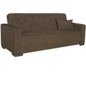 Sofá Cama 3 Lugares Jobim Suede Marrom - Amarena Móveis