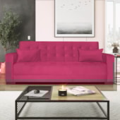 Sofá Cama 3 Lugares Jobim Suede Pink - Amarena Móveis