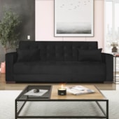 Sofá Cama 3 Lugares Jobim Suede Preto - Amarena Móveis
