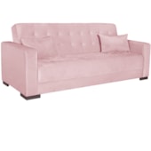 Sofá Cama 3 Lugares Jobim Suede Rosa Bebê - Amarena Móveis