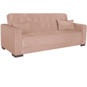 Sofá Cama 3 Lugares Jobim Suede Rosê - Amarena Móveis