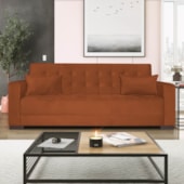 Sofá Cama 3 Lugares Jobim Suede Terracota - Amarena Móveis