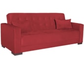 Sofá Cama 3 Lugares Jobim Suede Vermelho - Amarena Móveis