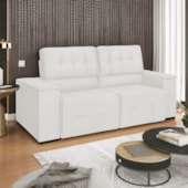 Sofá Cama Retrátil Sala Vicenza 175cm Bouclé Branco